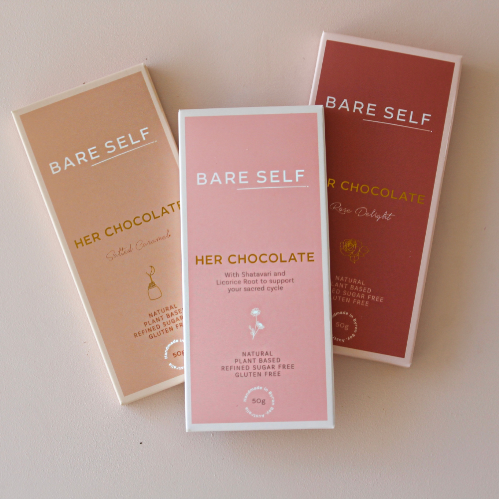Bare Self Her Chocolate Salted Caramel, Bare Self Her Chocolate original, Bare Self Her chocolate Rose delight 