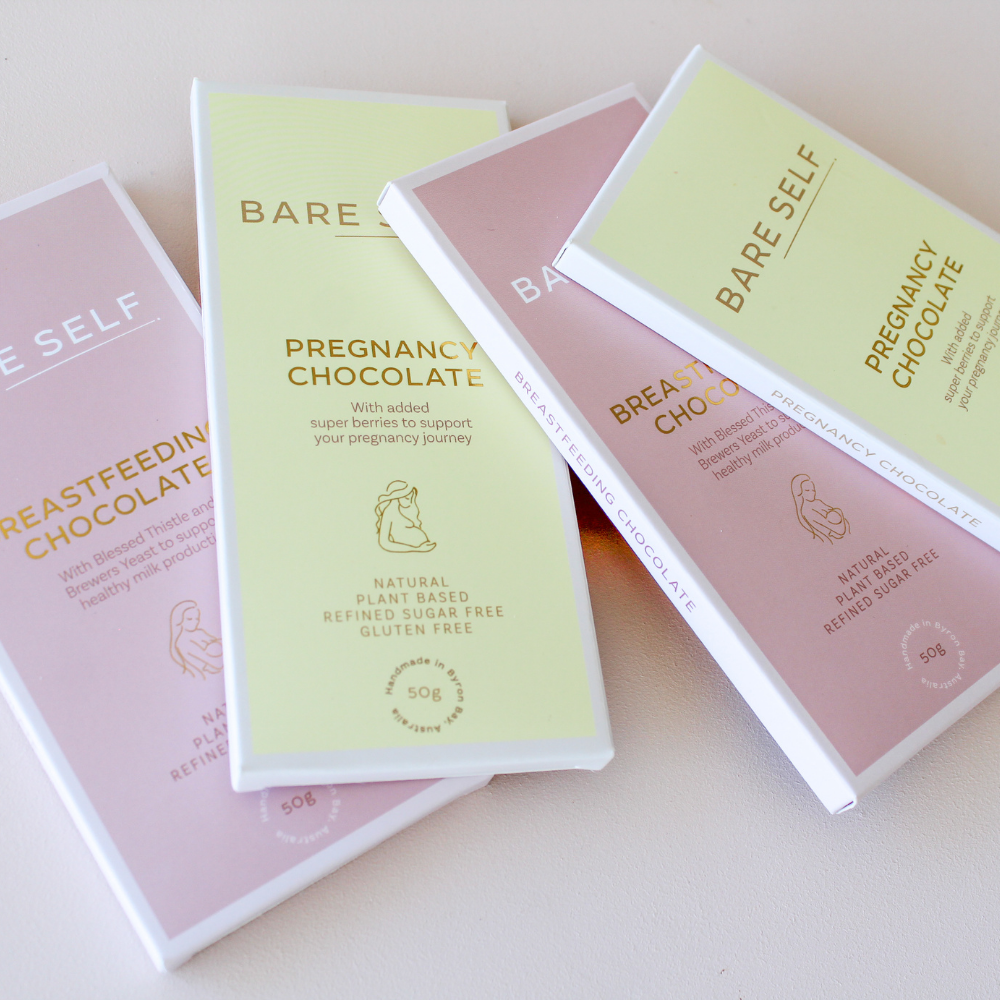 Bare Self Pregnancy Chocolate and Bare self breastfeeding chocolate.